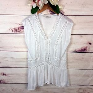 Ann Taylor Loft | Linen White Blouse S